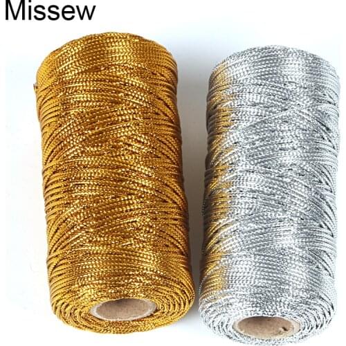 100M/ROLL 1.5mm Gold and Silver Ribbons for Crafts Tag Pin Wedding Cake Gift Wrapping DIY Craft Decor Supplies Christmas Decor