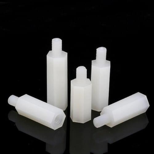 M3 Nylon Single-pass post screw Single-head hexagon isolation Plastic support insulation bolts 5mm-50mm Length