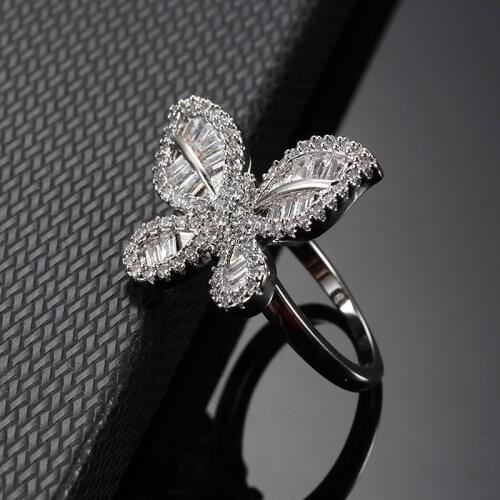 Fashion Simple Micro-set Zircon Butterfly Shape Ring Womens Ring Specially Set For Women To Send Girlfriend Birthday Gifts