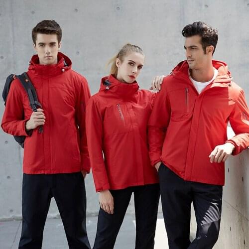 Outdoors Lovers Three In One Waterproof Windproof Polyester Tactical Detachable Two Piece Charge Clothes Hiking Climbing Coat