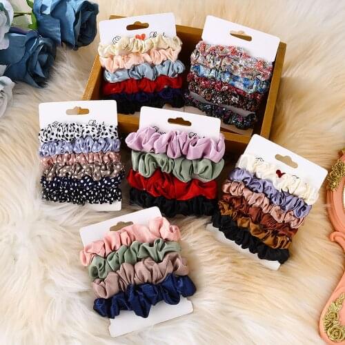 4/6pcs Silk Elastic Hair Bands Set Ponytail Holder Scrunchies Pack Rubber Band Headband For Girl Women Fashion Hair Accessorie