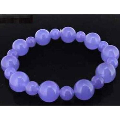 New hot Pretty 6mm 10mm Lavender Jade Round Gem stone Beaded Stretchy Bracelet 7.5