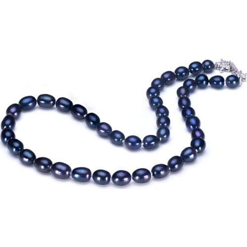 Dainashi Natural Black Pearl Necklace,925 Sterling Silver Shiny Star Buckle,8-9mm Size,45cm Length,4 Colors Fine Jewelry