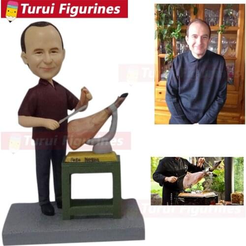 Personalized bobble head figures custom dolls with your face clay figures sculpture Barbecue master bobblehead customized dolls