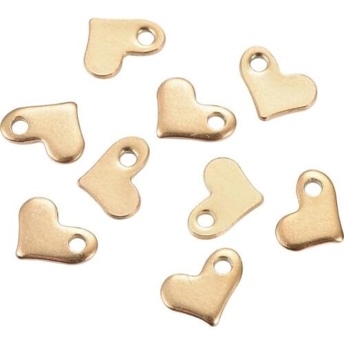 200pcs 304 Stainless Steel Heart Charms Pendants for Necklace Bracelet Jewelry Making Accessories 8.5x6.5x1mm,Hole: 1.5mm