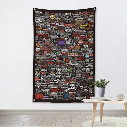 Pop Rock Band Heavy Metal Music Poster Cloth Flags Wall Stickers Hanging paintings Billiards Hall Studio Theme Home Decoration F