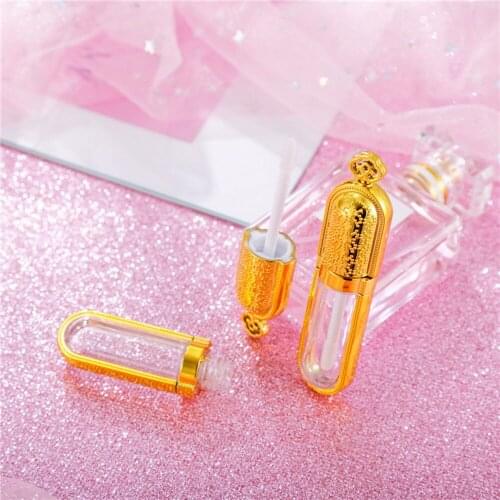 1PCS DIY Sample 3ml Empty Lip Gloss Tube Golden Plastic Crown Lip Balm Empty Tube Cosmetic Lipgloss Stick Container
