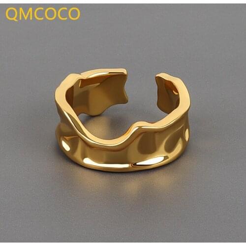 QMCOCO Minimalist 925 Silver Couples Rings INS New Style Trend Punk Vintage Irregular Texture Ring Party Jewelry Gifts For Wom
