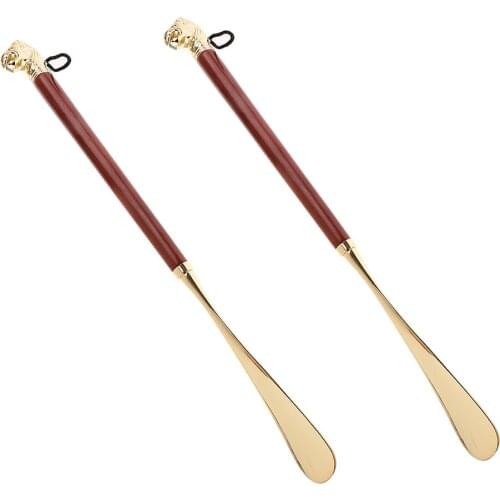 2pcs Long Metal Handled Shoe Horn Help To Put On And Take Off Shoes Easily