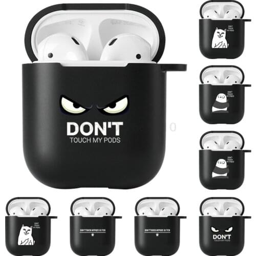 Silicone Case for Apple Airpods 1 2 Cases Coque Simple Text Dont touch Airpods Earphone Cover for Air Pods 2 1 Capa Earphone Bag