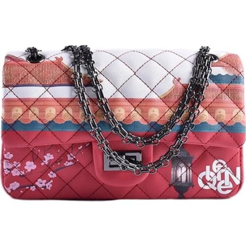 Chinese style Graffiti Chain Bag Women 2021 Luxury Women Red Bags designer Shoulder Bag Colorful Crossbady Bags Messenger Bag
