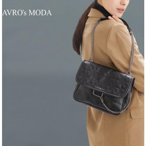 AVROs MODA Fashion Crossbody Bags Women Handbags Ladies Casual Genuine Leather Shoulder Retro Female Messenger Flap Chain Bag