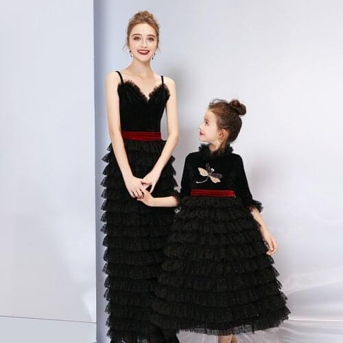 Mum Mother Daughter Bebes Wedding Dress Princess Evening Clothes for Family Matching Outfits Women Mom Kids Girls Baby Vestidos