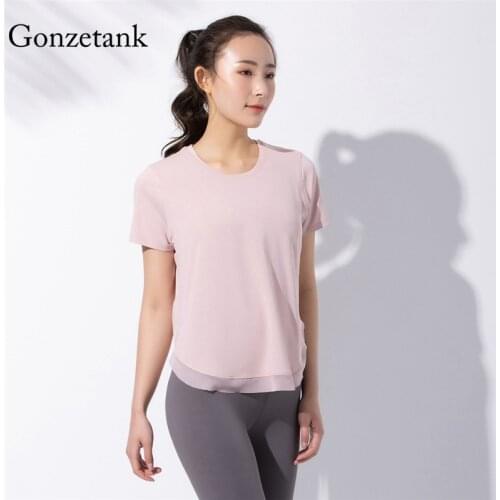 New Sport Short Sleeve Tops Mesh Splicing Yoga Short Sleeve Women Loose Fitness T-shirt Breathable Workout Top Exercise Wear