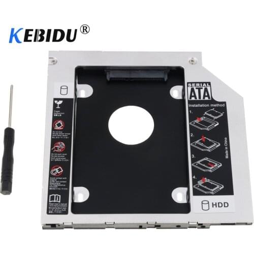 Kebidu Universal Aluminum 2nd HDD Caddy 12.7mm SATA 3.0 For 2.5" SSD Hard Disk Driver Case Enclosure DVD CD-ROM Adapter Optibay