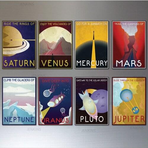 Vintage Retro Universal Planet Art Space Planets Prints and Poster Canvas Painting Science Fiction Wall Pictures for Living Room