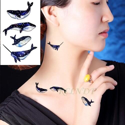Waterproof Temporary Tattoo Stickers Blue Whale fake Tatto Flash Tatoo Tatouage Body Art tato Hand Back Foot for Girl Women Men