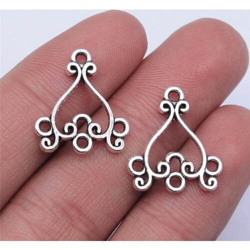 WYSIWYG 20pcs 19x17mm Antique Silver Color Hollow Earring Connector For Jewelry Making DIY Jewelry Findings