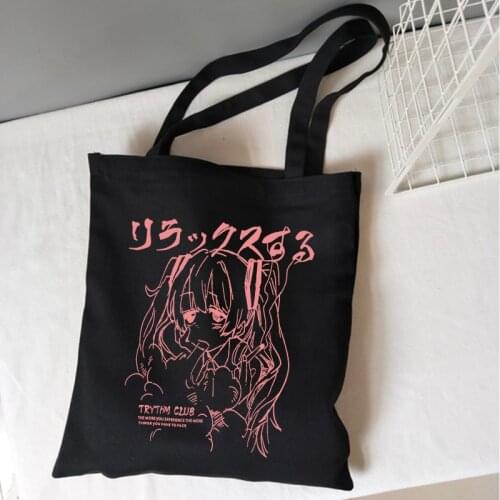 Japanese kawaii girl anime canvas bag fashion casual ins Harajuku cartoon women bag Ulzzang shopper bag Y2k women shoulder bags