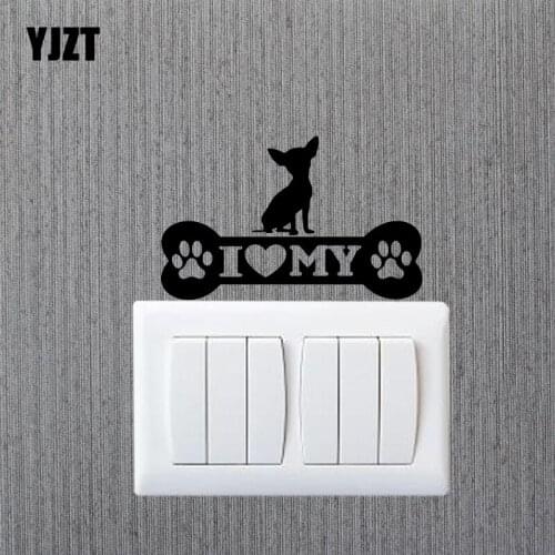 YJZT Chihuahuas Wall Switch Sticker Home Room Decor Animal Cartoon Pttern Vinyl Decal Pet Dog S19-0174
