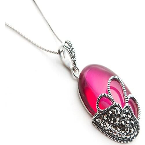 2018 Newly Genuine Natural Thai Silver Green Stone Unique Shaped Fashion Thai Silver Stone Women Pendant Drop Shipping26*18*8mm