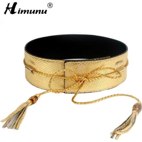 Fashion T station model European and American Female Belts Alligator And Snake Grain High PU Wide Belts For Women Tassels Girdle
