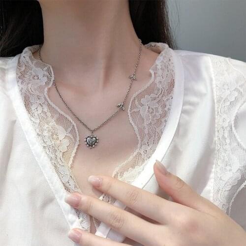 Original S925 Sterling Silver Little Bee Shine Heart Pendant Retro Necklace Female Vintage Chain Statement Luxury Fine Jewelry