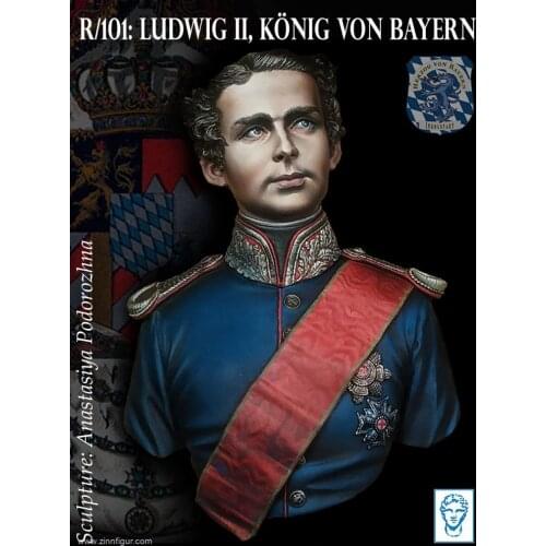 1/12, King Ludwig II. of Bavaria, 19th Century, Resin Model Bust GK, Unassembled and unpainted kit