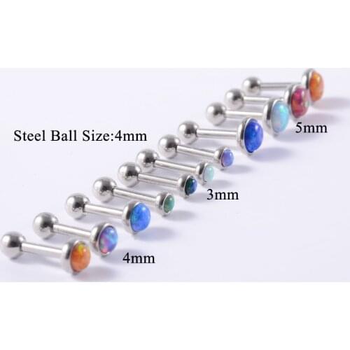 1Pair Opal Ear Studs Helix Cartilage Tragus Piercing Assorted Colors Earring Stud For Girl Women Fashion Earring Body Jewelry