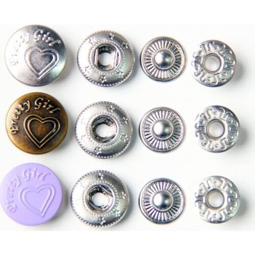 1000set custom customized Logo Color brass material metal snap button poppers for clothes wallet outerwear