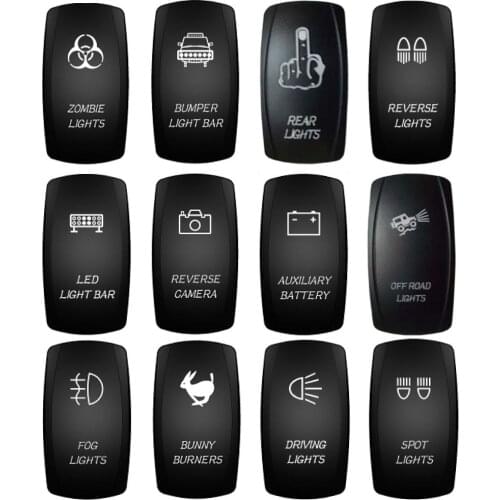 12V 24V Marine Switch Car Boat Rocker Switch Truck SPST Blue Switch Waterproof 5Pin ON-OFF Switch for Automotive Car Marine Boat