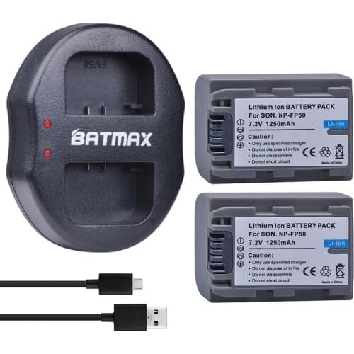 2Pcs 1250Mah NP-FP50 NP FP50 NP-FP51 NP FP51 Camera Battery + USB Daul Charger for SONY DCR-HC20 DCR-HC21 DCR-HC26 DCR-HC28 HC30