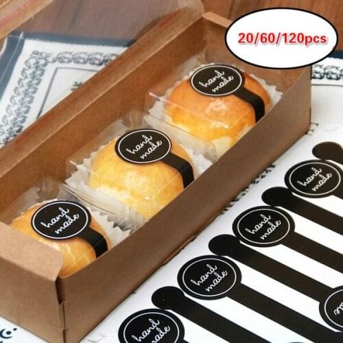 20pcs Lollipop Design Hand Made Seal Adhesive Sticker for Tins Boxes Bags DIY Hand Made for Gift Cake Baking Sealing Sticker