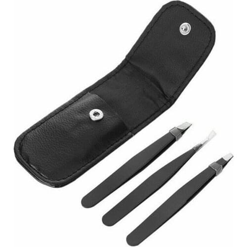 3pcs Slant Straight Pointed Eyebrow Clip Tweezers Set Eyelash Extension Tweezer Stainless Steel Cosmetic Beauty Tools