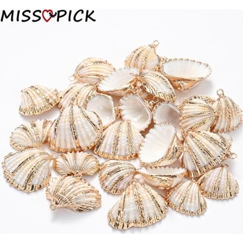 5/10pcs Natural Gold Plate Shell Pendant Conch Shell Charms For Jewelry Necklace Making DIY Earring Gift Accessories Wholesale