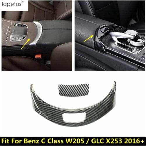 Accessories For Mercedes Benz C Class W205 / GLC X253 2016 - 2021 Car Center Armrest Box Switch Button Sequin Frame Cover Trim