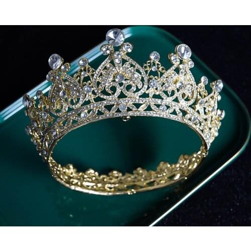 Baroque Bridal Tiaras Round Crowns Women Crystal Prom Hair Jewelry Rhinestone Headband Pageant Diadem Wedding Hair Accessories