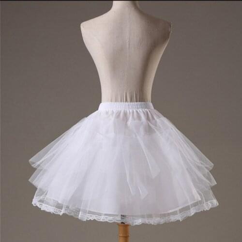 White Petticoat 3 Layers with Lace Short Underskirt Girls Short Petticoat Hoopless Tulle Crinoline for Party Dress