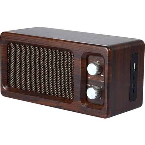 D60 Retro Home Wireless Wooden Bluetooth Speaker Desktop Computer Audio U Disk Card Function Solid Wood Speaker