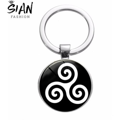 SIAN Hot Exquisite Teen Wolf Symbol Keychain Triskele Triskelion Allison Argent Celtics Glass Gem Photo Handmade Key Ring Holder
