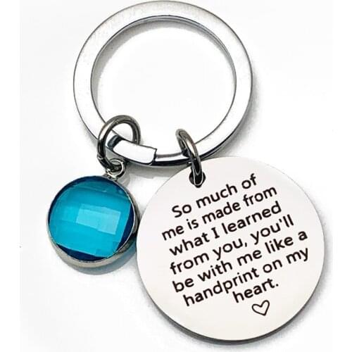 Oeinin Simple Keychain You'll Be With Me Like A Handprint On My Heart Unisex Keychain Alloy Letter Color Key Ring Steel Jewelry
