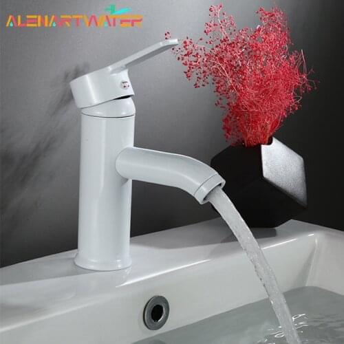 Black Basin Faucet Bathroom Stainless Steel Water Tap Deck Mounted Single Handle Water Sink Single Hole Basin Hot Cold Mixer Tap