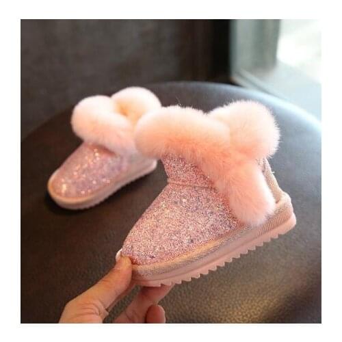 2019 Winter Kids Fashion snow boots thick Child Genuine Leather warm plush soft bottom baby girls boots winter ski boot for baby