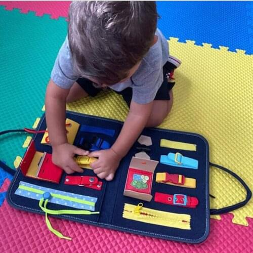 Montessori Busy Board Early Educational Toys Fine Motor Training Self-Care Ability Preschool Children Kids Sensory Education