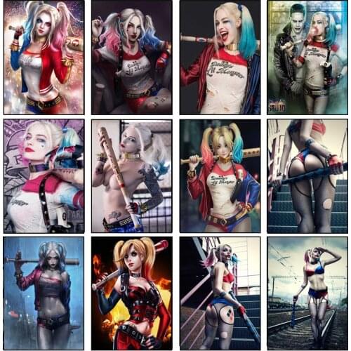 Canvas paintings and posters of clown woman, abstract art prints of various expressions decorating the living room and bedroom