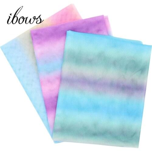 IBOWS High Quality Gradient Rainbow 30D Chiffon Sheer Gauze Ombre Fabric Cloth Sewing Materials For Tissue Dress Home Decoration