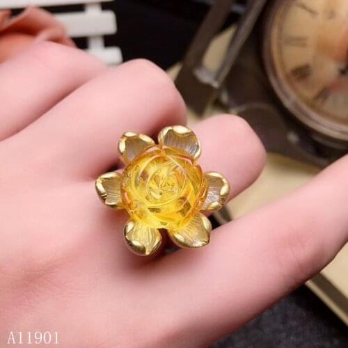 KJJEAXCMY boutique jewelry 925 pure silver inlaid natural honeywax gemstone ring support detection