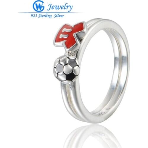 Rings separable Football & T-Shirt Design 925 Sterling Silver Jewelry Silver sports Rings For Lovers GW Jewelry RIPY058 H20