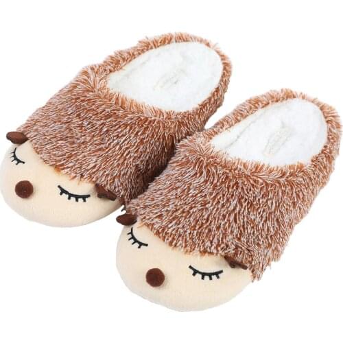 Millffy cute brown Hedgehog slipper cortoon comy home indoor warm slipper Cartoon Plush Slippers women animal slipper