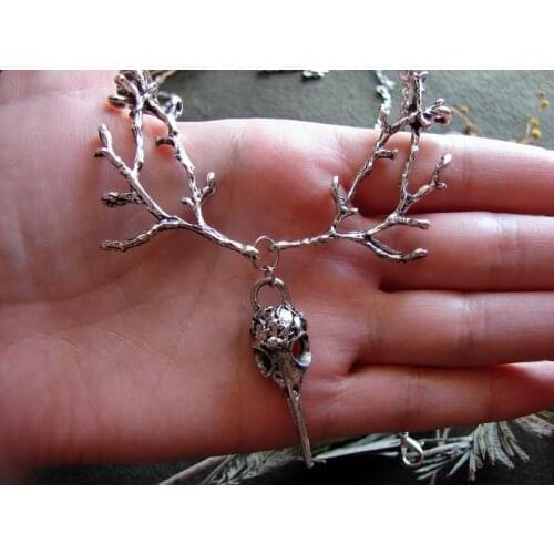 Fashion 3D Crow Skull Bird Head Necklace Gothic Style Halloween Gift Punk Metal Jewelry Trendy Woman Charm Wiccan pagan Gifts